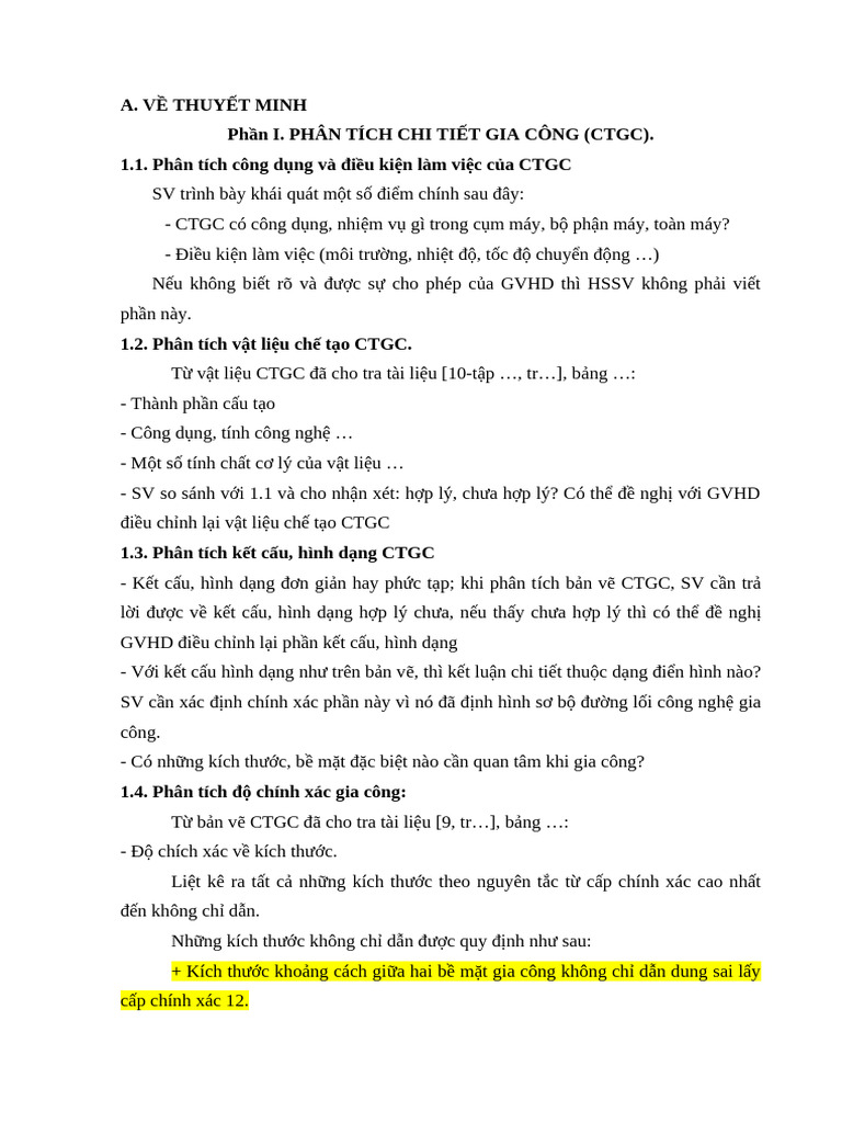 Mau Thuyet Minh Do An CN CTM - 20T4 CCK2 | PDF