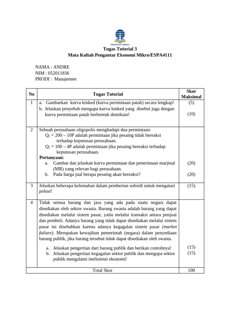 Analisis Kurva Permintaan Patah Oligopolis Pdf