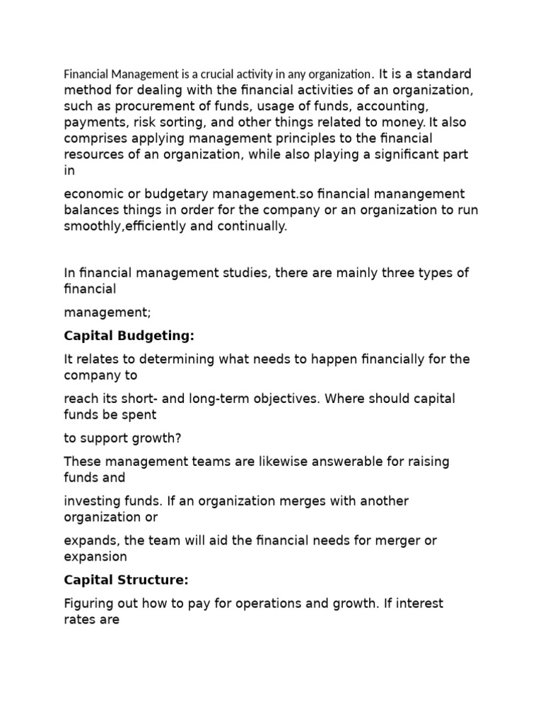 Types of Financial Management Explained | PDF