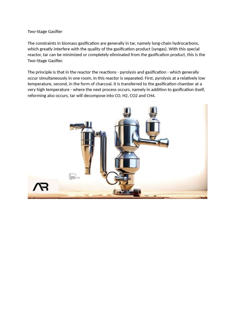 Two-Stage Gasifier for Tar Reduction | PDF