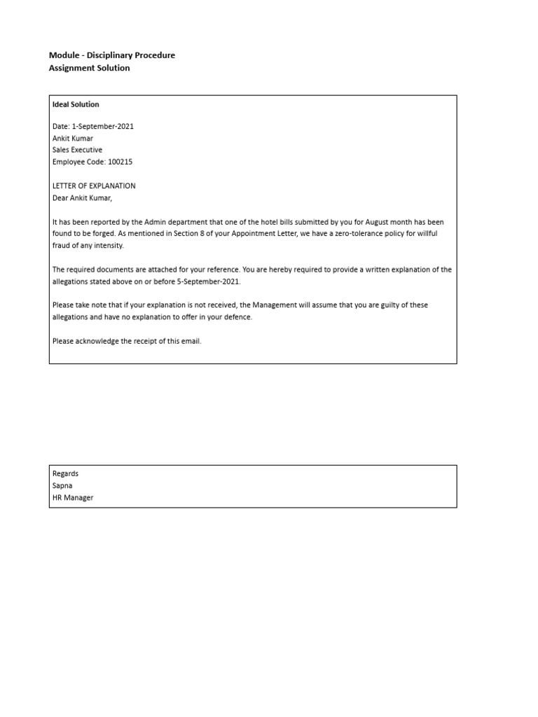 Disciplinary Procedure - Assignment Solution | PDF