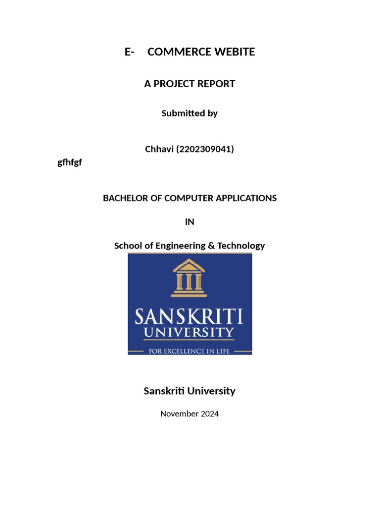 E-Commerce Website Project Report | PDF | Online Shopping | Html Element