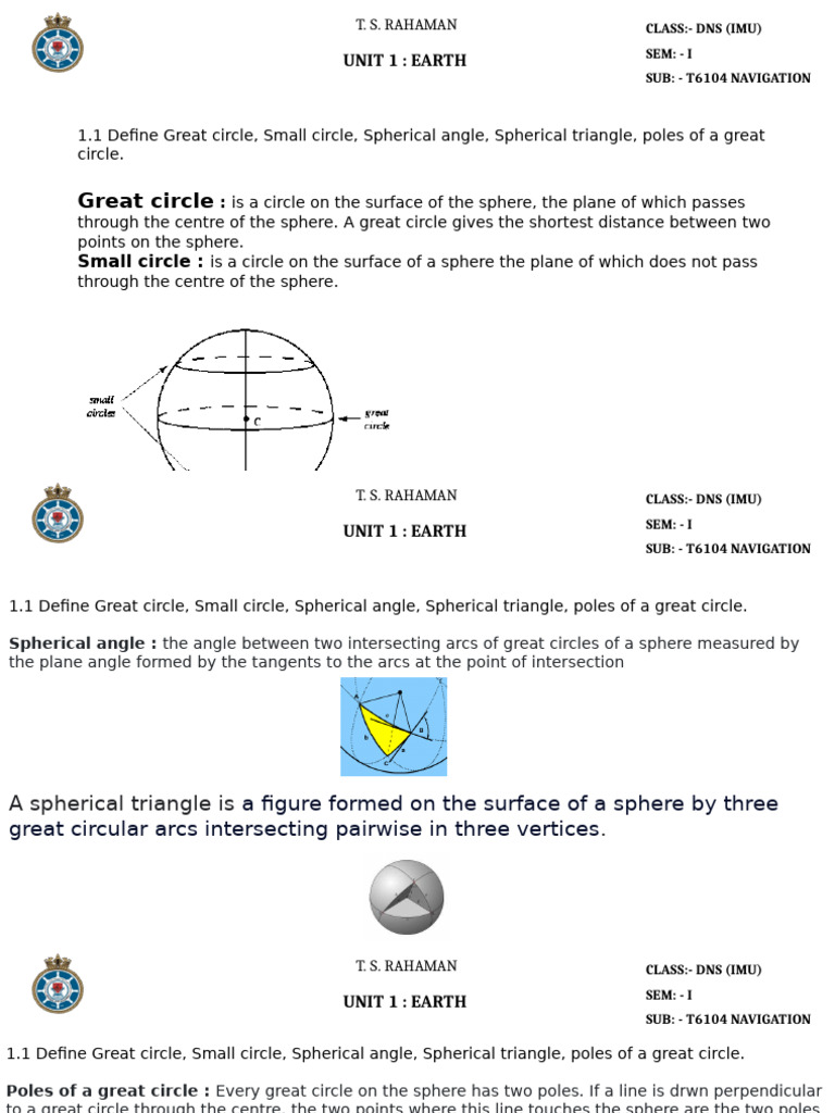 Terrestrial Navigation Concepts Explained | PDF | Equator | Latitude