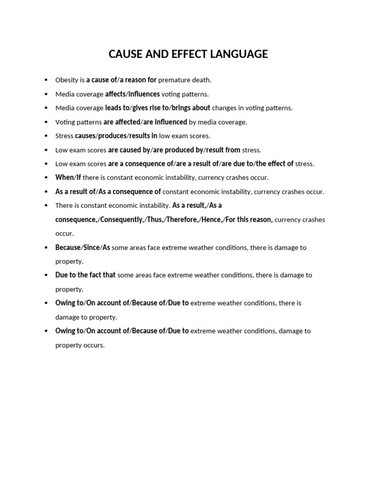 Causes and Effects of Various Issues | PDF