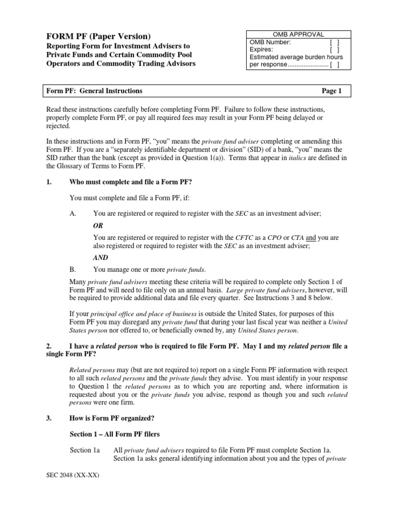 Form PF Filing Instructions for Advisers | PDF | Derivative (Finance ...