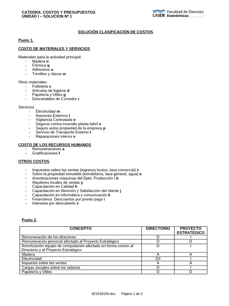 Clasificación de Costos y Presupuestos | PDF | Salario | Business
