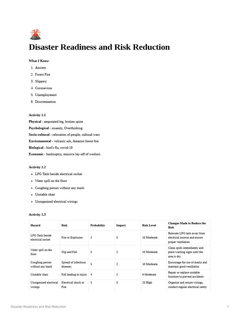 DRRR Q4W3.1 | PDF | Hazards | Risk