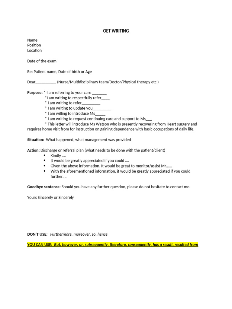 Oet Writing | PDF