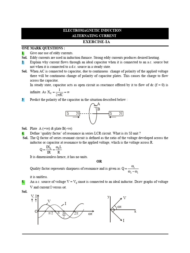 Physics MCQs for Students | PDF | Inductance | Electromagnetic Induction