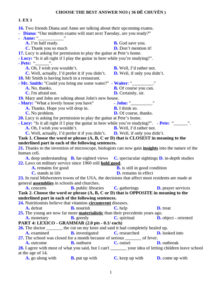 Choose The Best Answer No3 | PDF | Phrase
