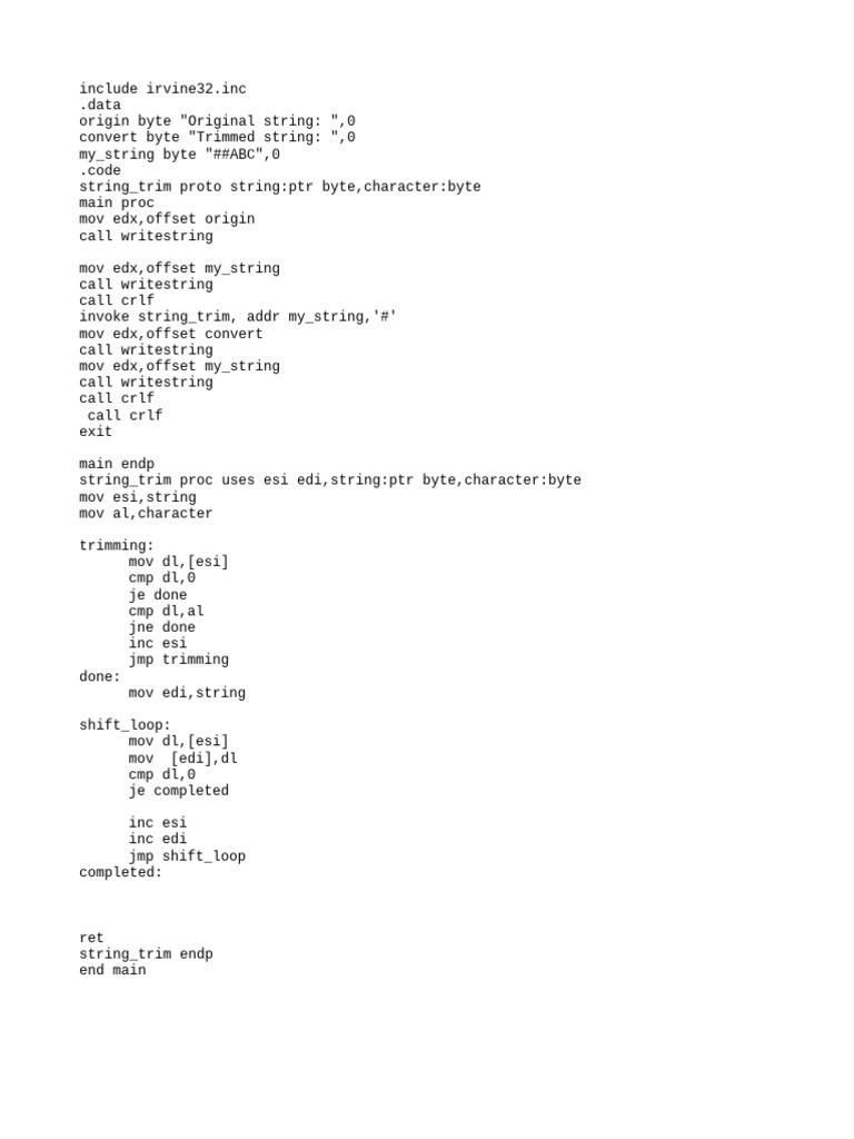 Assembly String Trimming Guide | PDF