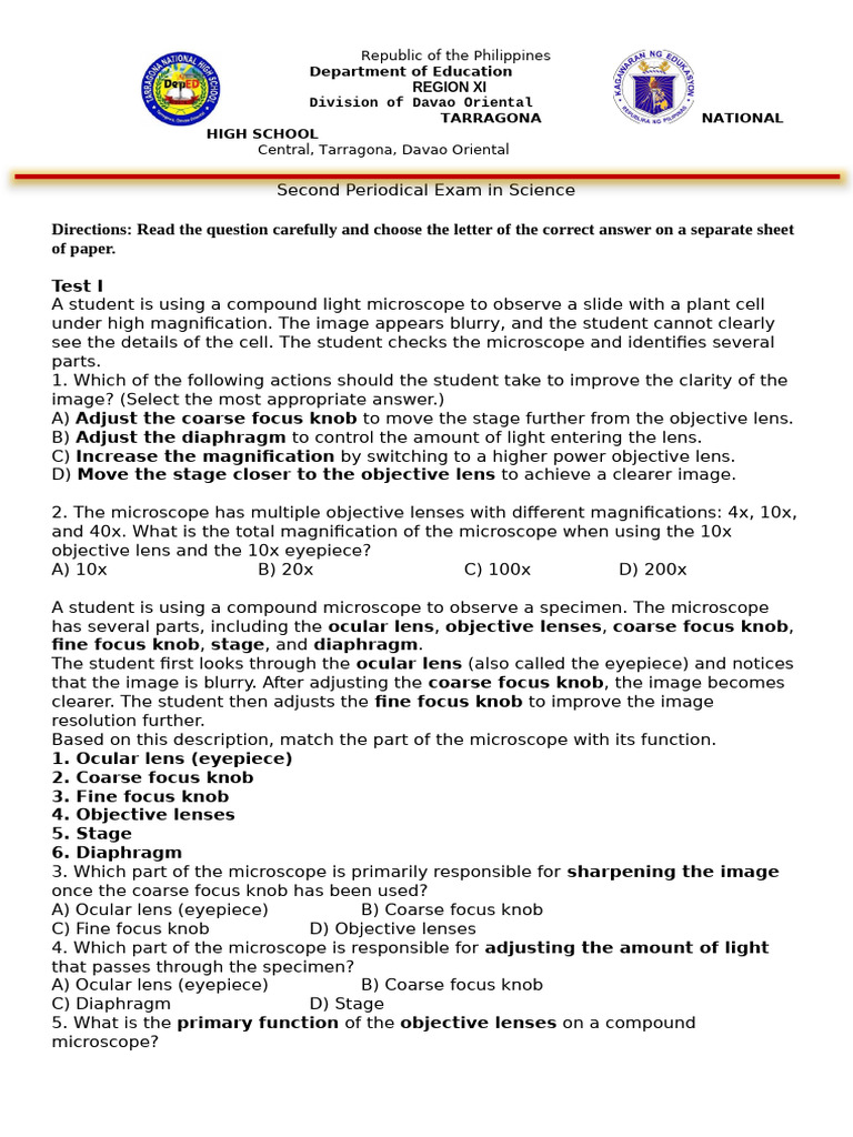 Quarter 2 First Summative Test in Science | PDF | Reproduction | Sexual ...