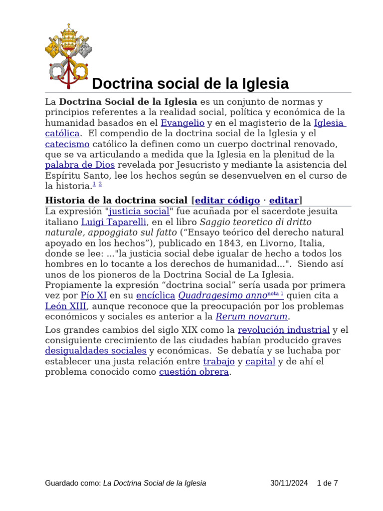 Doctrina Social de la Iglesia | PDF | Doctrina social católica ...