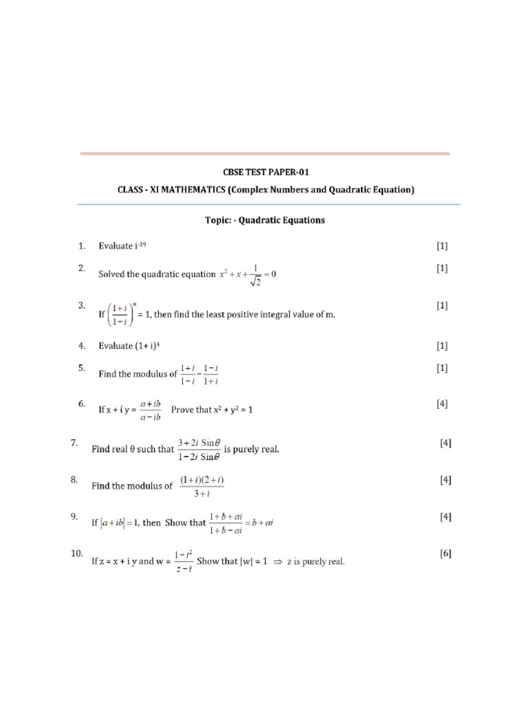 Ch. 5 Complex Numbers WS - 1 | PDF