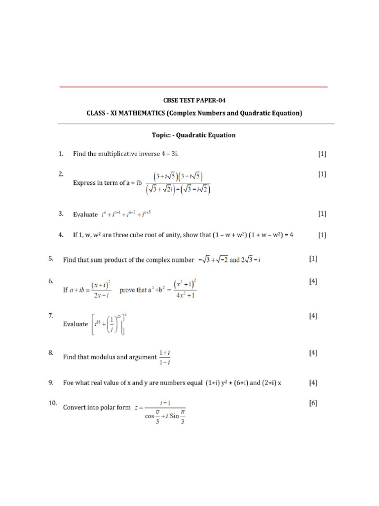 Ch. 5 Complex Numbers WS - 4 | PDF