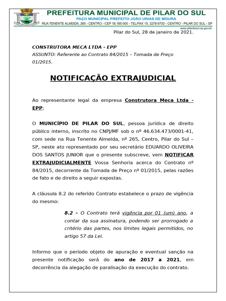 Notificação Extrajudicial Contratual SP | PDF | Direito Comum ...