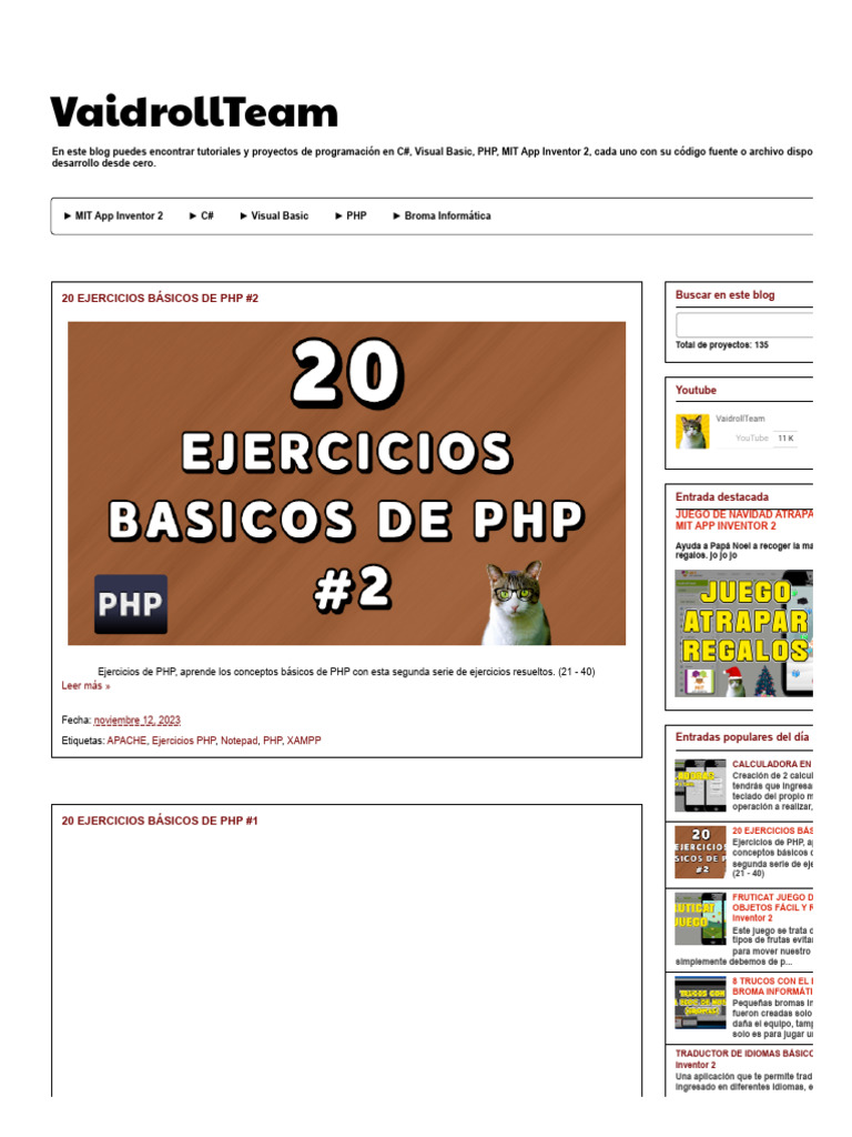 20 Ejercicios Básicos de PHP #2 | PDF | Php | Mi sql