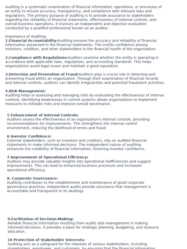 Auditing Concept | PDF | Audit | Internal Control