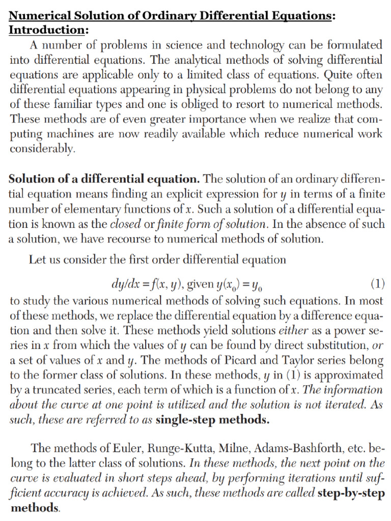 Numerical Methods for ODE Solutions | PDF