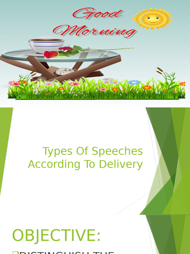 Types of Speech According To Delivery | PDF | Communication | Human ...
