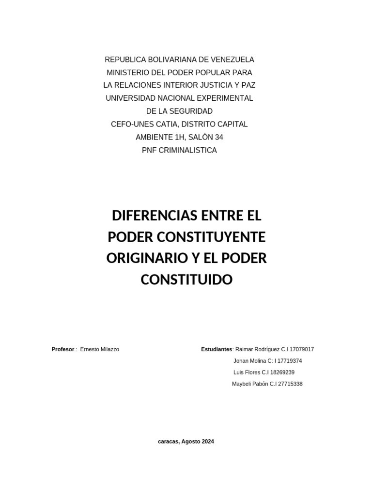Poder Constituyente vs Constituido | PDF | Constitución | Estado (política)