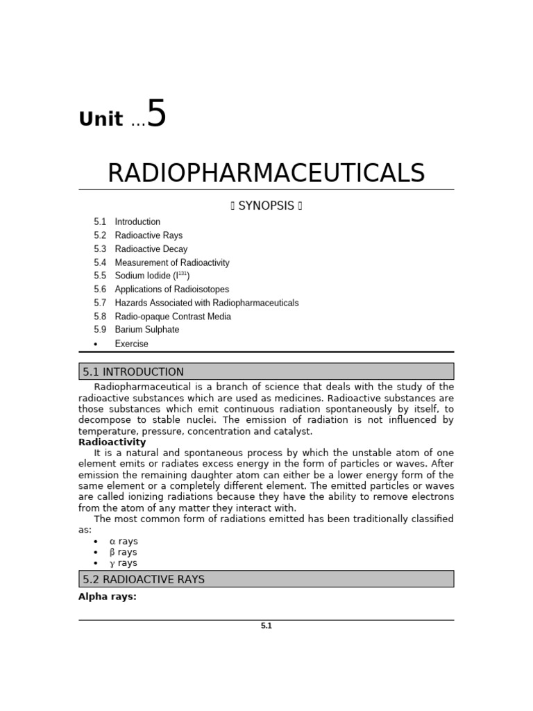 Radiopharmaceuticals Overview and Applications | PDF | Radioactive ...