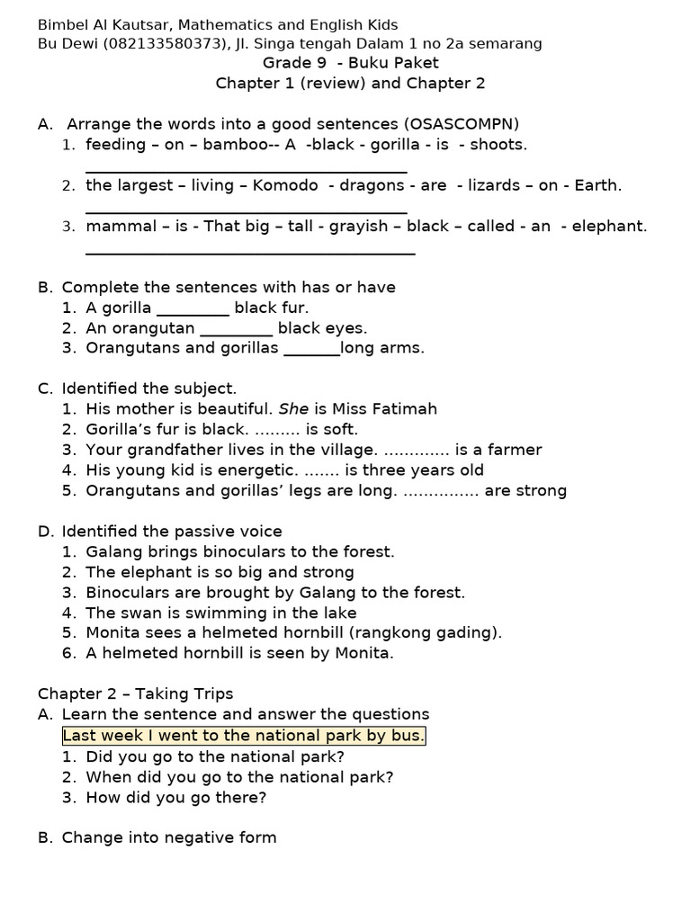 Grade 9 Chapter 1 (Review) and Chapter 2 | PDF