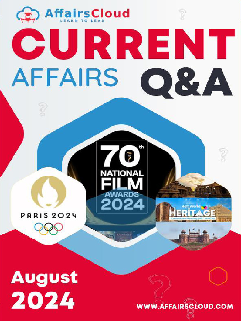 Current Affairs Q&A PDF - August 2024 by AffairsCloud New 1 | PDF ...
