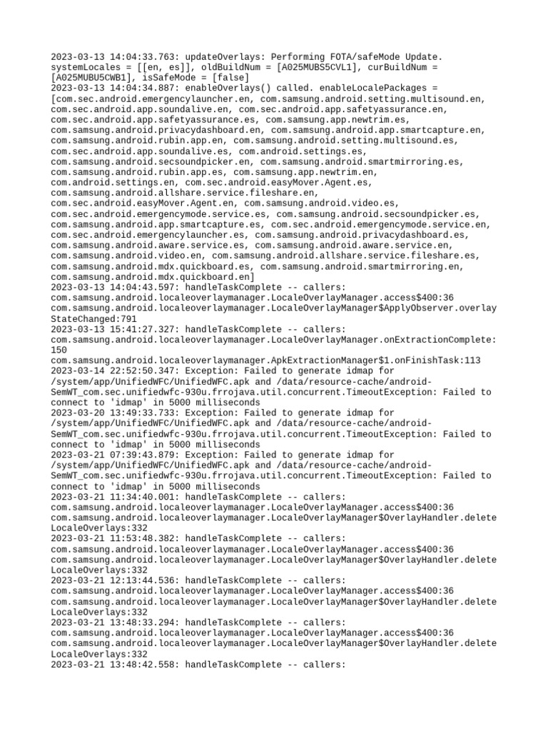 Samsung FOTA Update Log and Errors | PDF | Android (Robot) | Science ...