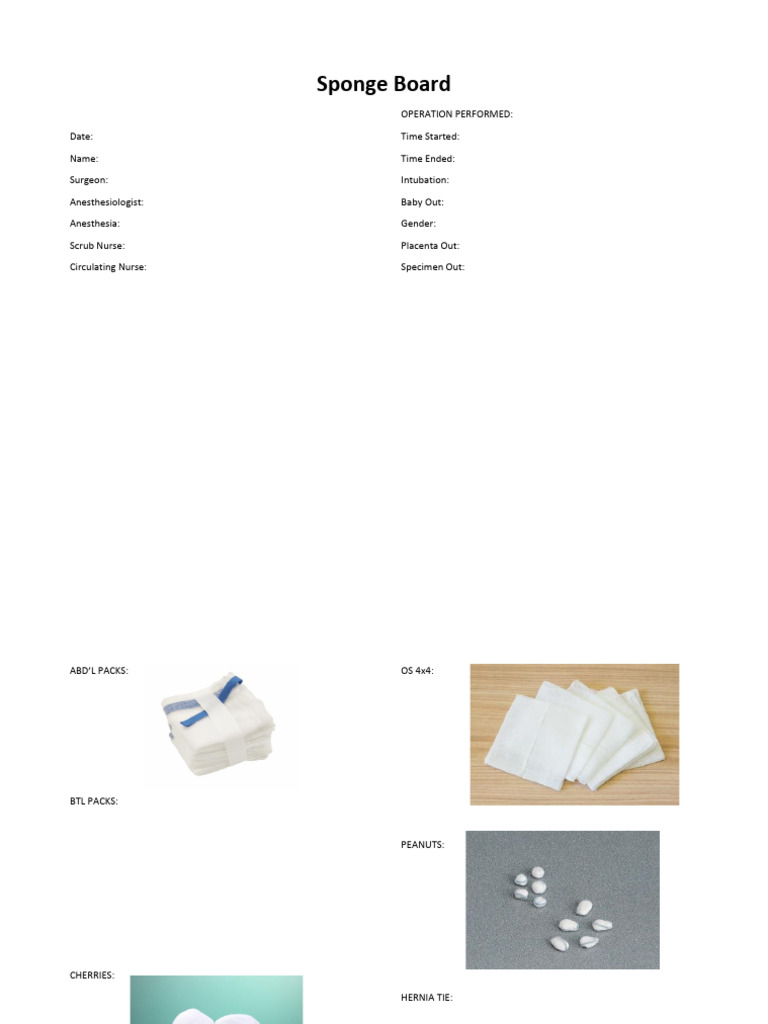 Sponge Board Surgical Checklist | PDF