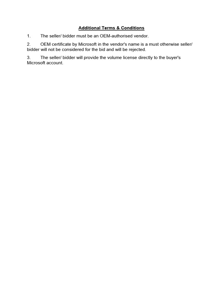 Additional Terms & Conditions | PDF