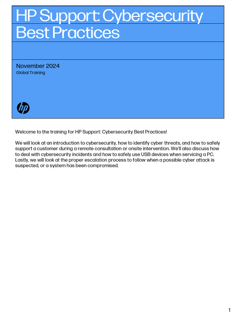 HP Cybersecurity Best Practices Training | PDF | Computer Security ...