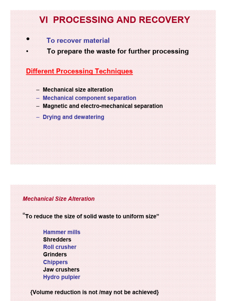 Waste Processing and Recovery Techniques | PDF | Compost | Materials