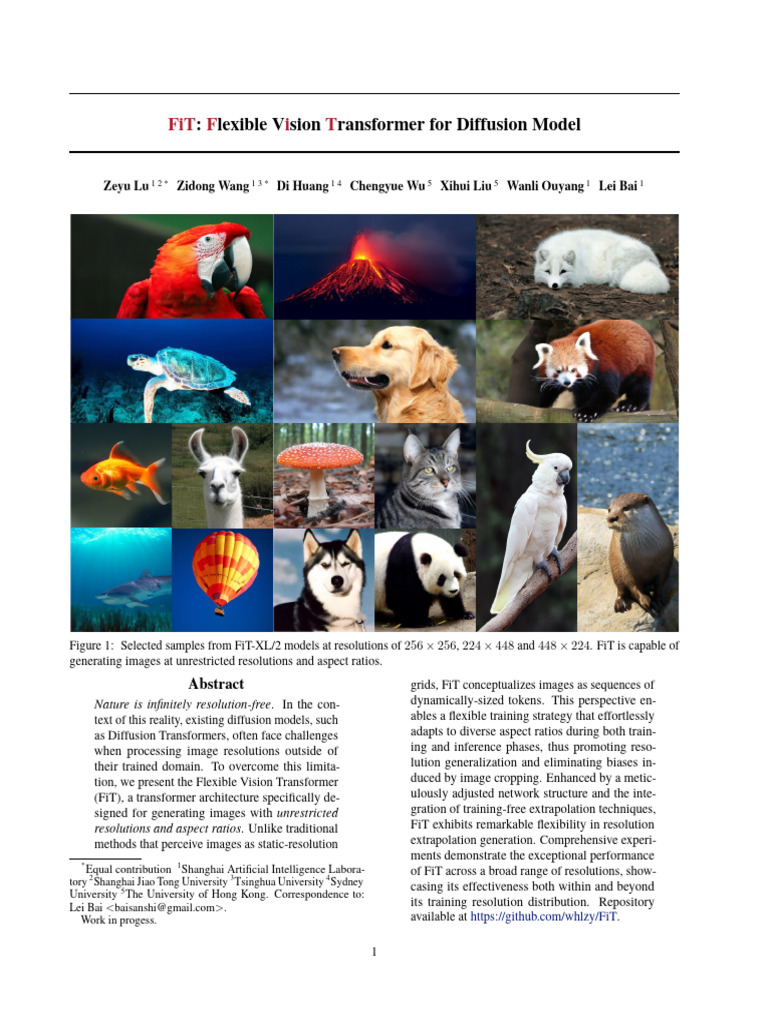 2024 Arxiv FiT - Flexible Vision Transformer For Diffusion Model | PDF ...