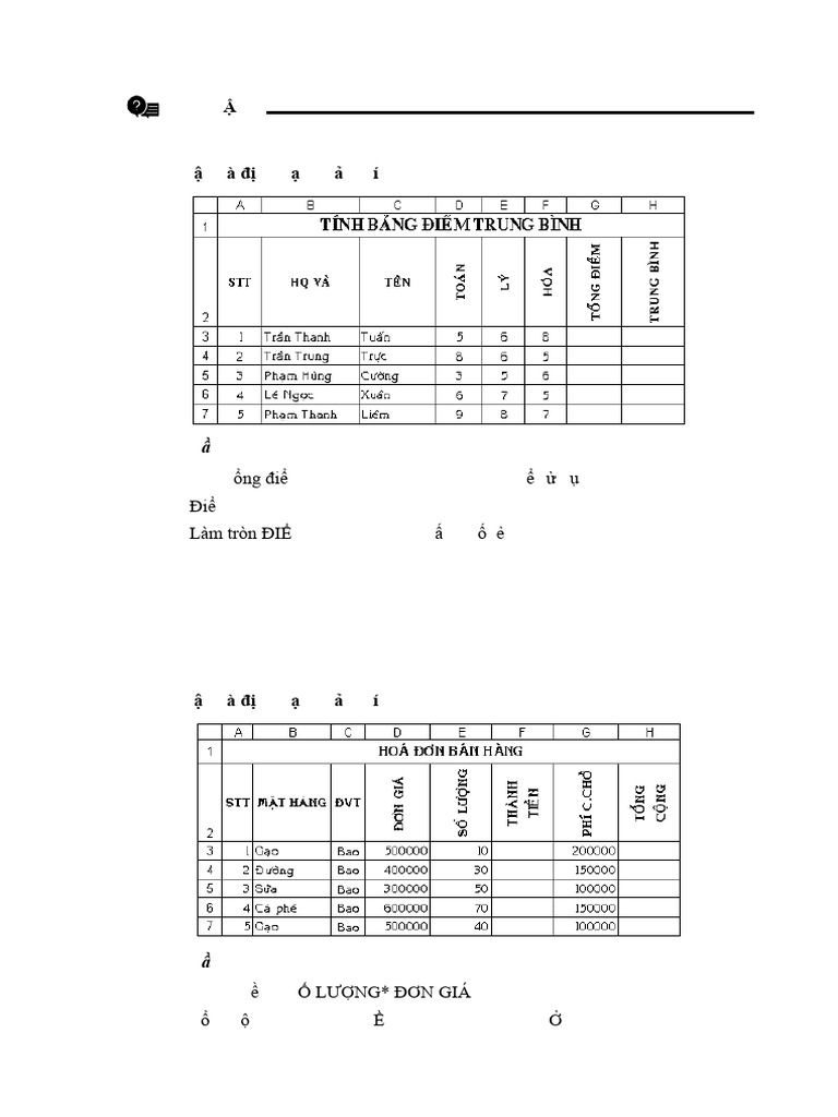 BAI TAP EXCEL - TinHoc - Cao Dang | PDF