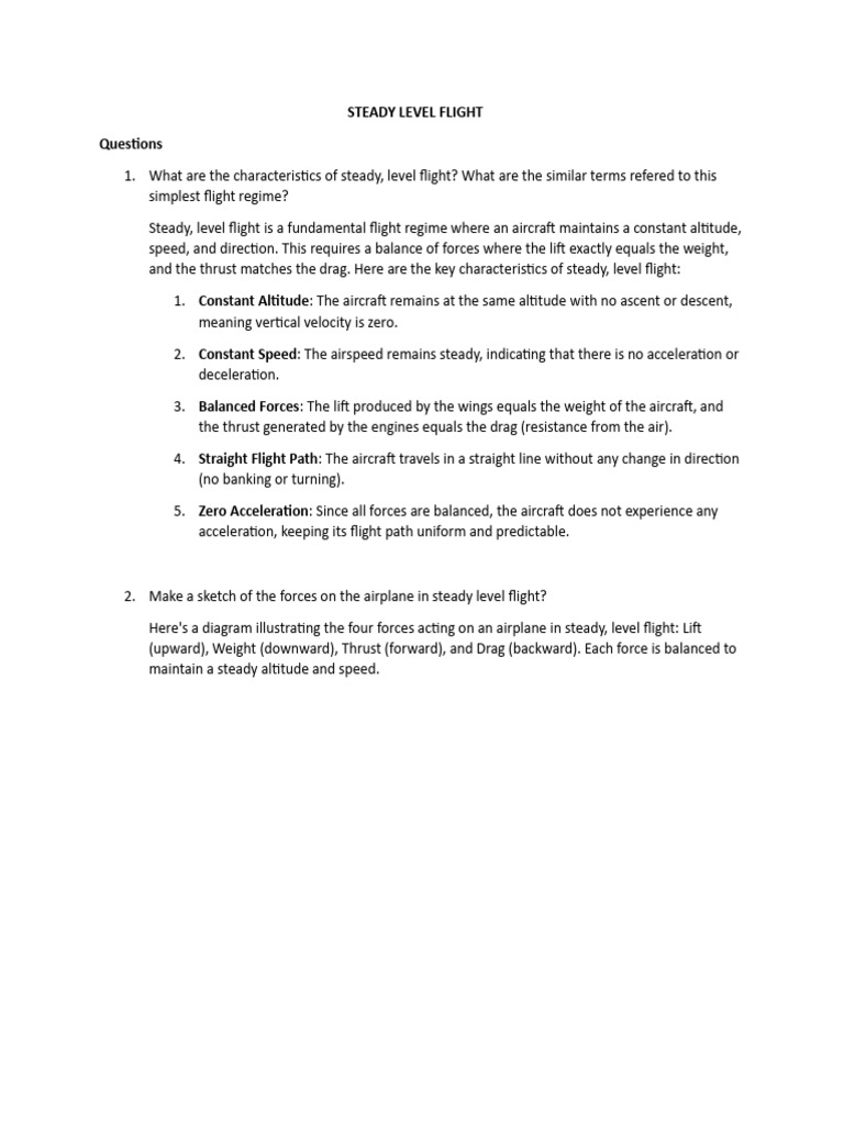Steady Level Flight Mechanics Overview | PDF | Drag (Physics) | Flight