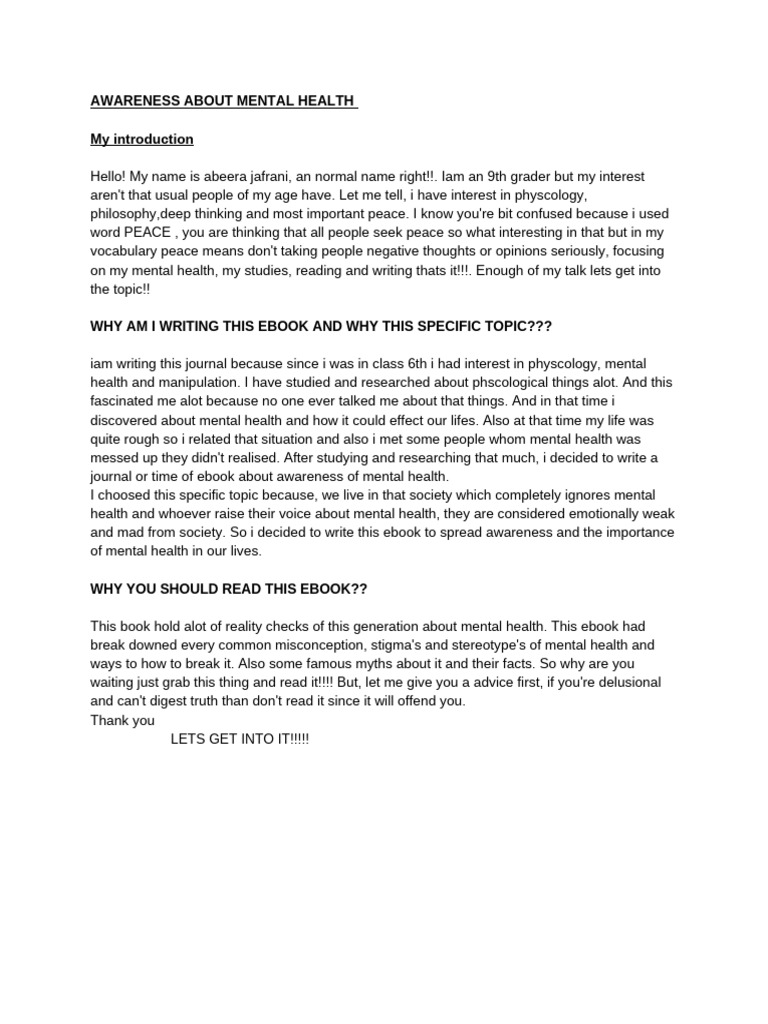 Awareness About Mental Health | PDF