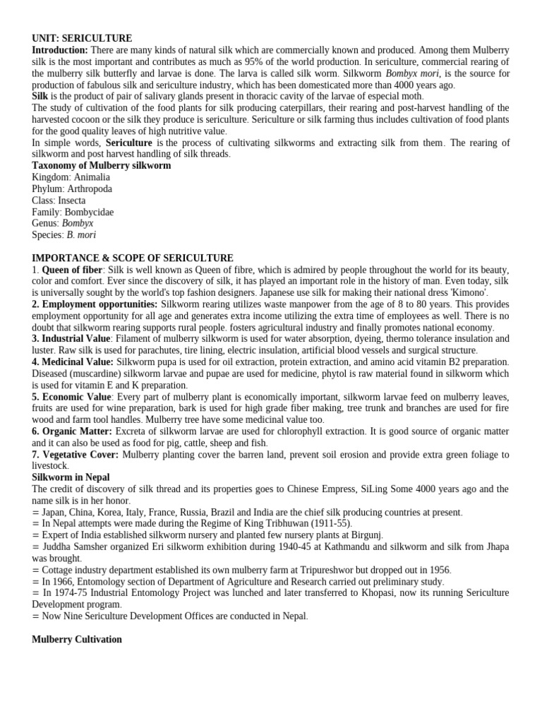 Sericulture | PDF | Silk | Grafting