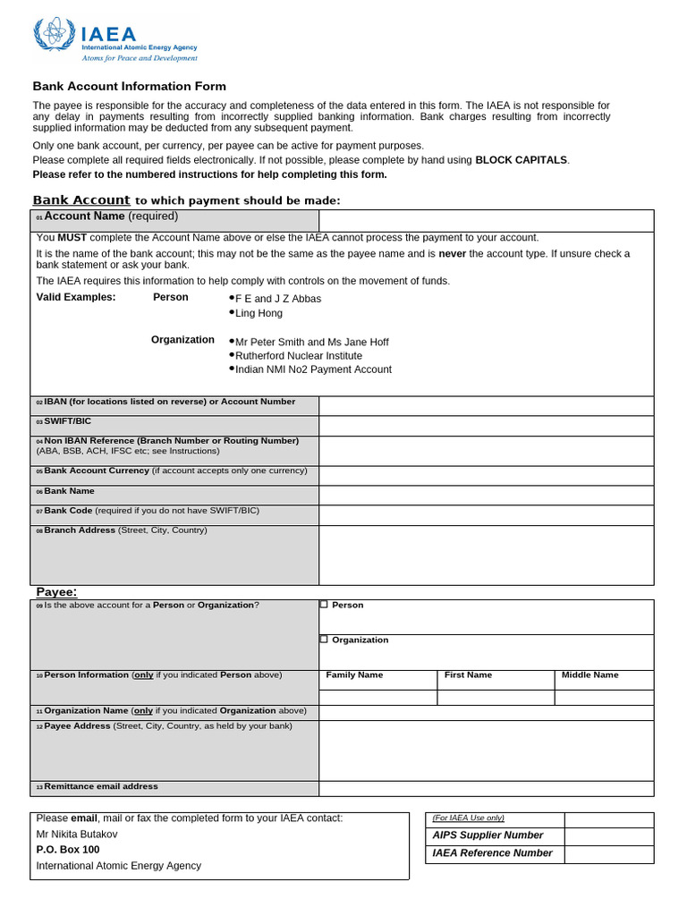 Bank Account Information Submission Form | PDF | Payments | Banking ...