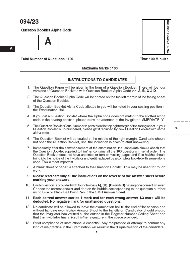 Question Booklet Alpha Code: Ru o o D D e | PDF | Auditor's Report