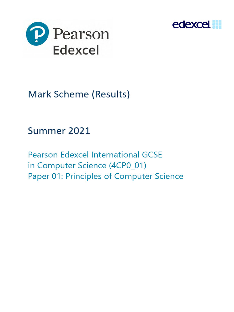 June 2021 MS - Paper 1 Edexcel Computer Science IGCSE | PDF | Internet ...