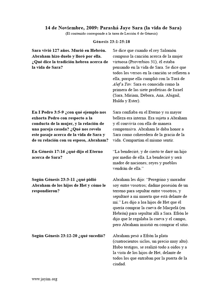 La Vida de Sara y el Legado de Abraham | PDF | Abrahán | Sarah