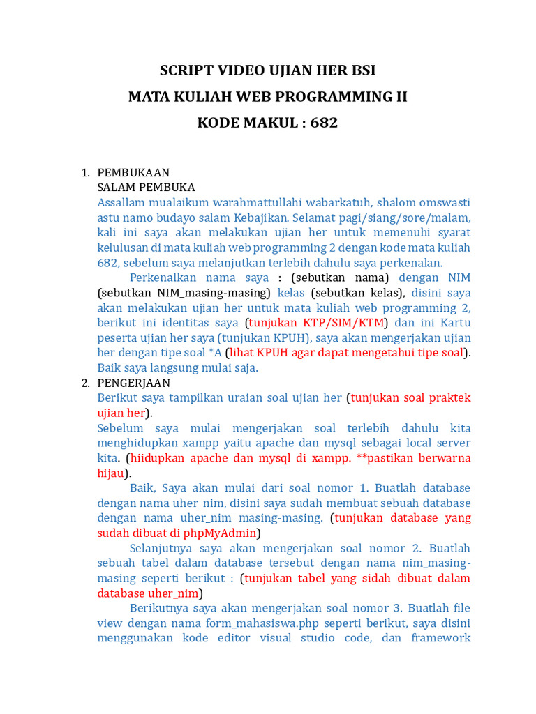 Ujian Her BSI: Web Programming II | PDF