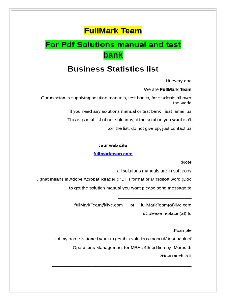 Business Statistics Test Bank Solutions Manual | PDF | Application ...