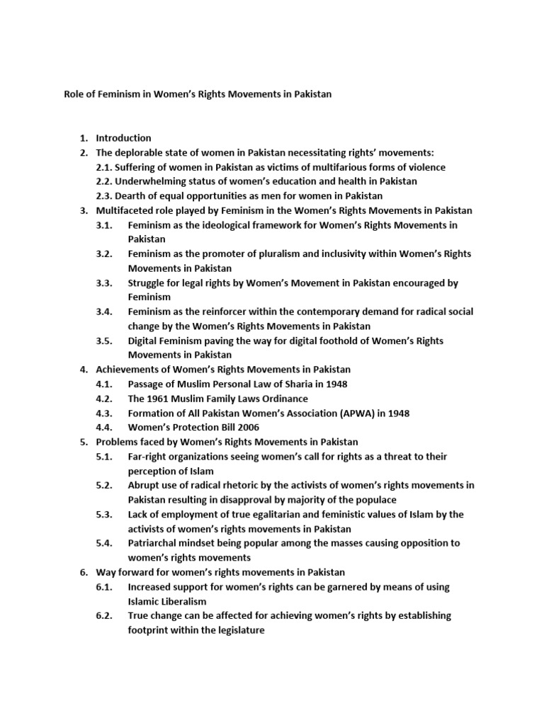 Feminism's Impact on Women's Rights in Pakistan | PDF | Gender Studies ...