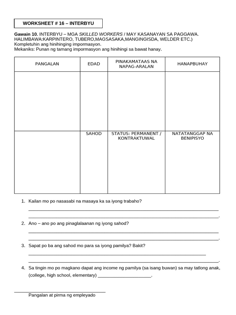 Interview Form | PDF