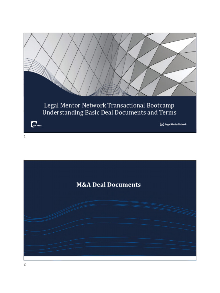 Understanding Deal Documents in M&A | PDF | Mergers And Acquisitions ...