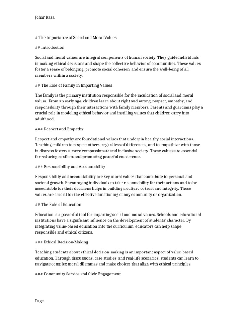 Imparting Moral Values in Society | PDF | Morality | Empathy