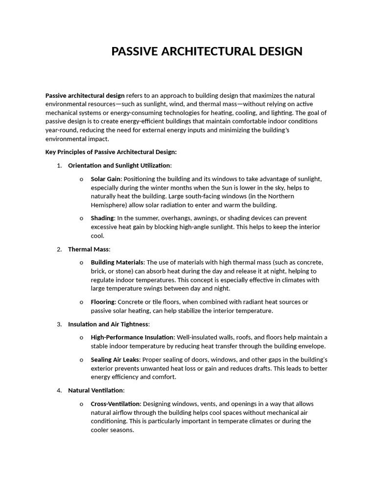 Passive Architectural Design | PDF | Building Insulation | Efficient ...