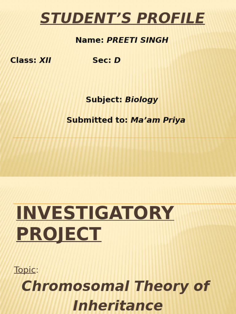 Chromosomal Theory of Inheritance Project | PDF | Dna | Chromosome